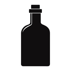 Simple black silhouette of a vintage glass bottle with a cork stopper