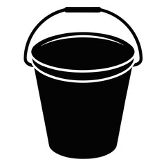 Classic black silhouette of a metal pail with a handle