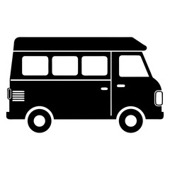 Classic camper van silhouette for road trip adventures