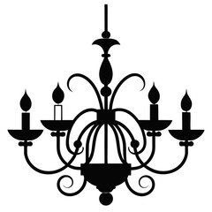 Elegant black silhouette of a classic six arm chandelier silhouette
