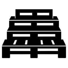 A stark black silhouette of a multi tiered tiered display stand