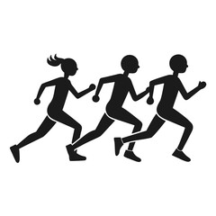Three runners in a race captured in a dynamic silhouette