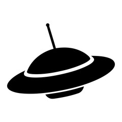 Classic flying saucer ufo silhouette with antenna