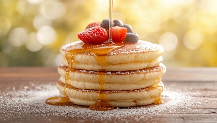 Pancake food breakfast pancake stack syrup fruit dessert