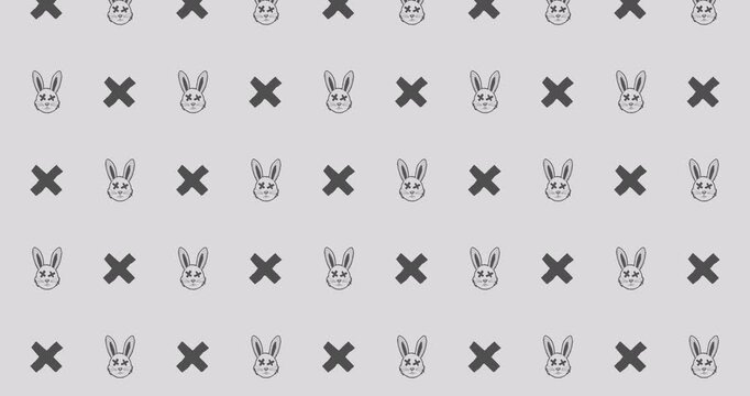 bunny emo pattern gray background