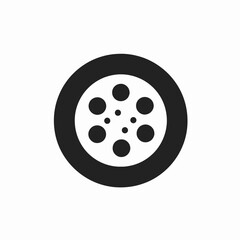 Fototapeta premium Film reel graphic with circular holes in black cinematic silhouette