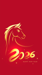 Vertical version of Chinese Lunar New Year poster Year of the Horse background