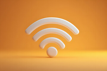 Modern white Wi-Fi symbol on a vibrant orange background