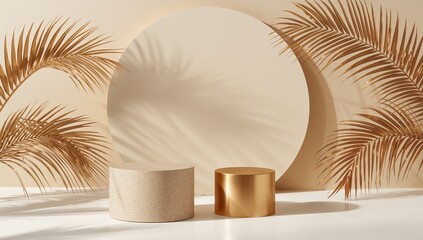 Minimal product mockup display cosmetic bottle stage neutral background