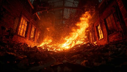 Flames fire burning building fire heat smoke destruction