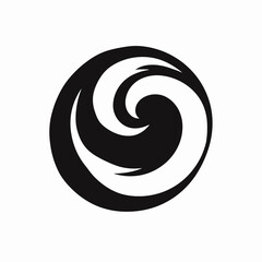 Fototapeta premium Dynamic abstract flowing wave with spiral vector black and white silhouette