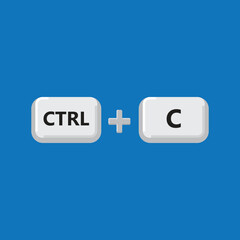 Ctrl and C keyboard shortcut vector illustration, Paste keyboard shortcut for windows devices. Ctrl C.