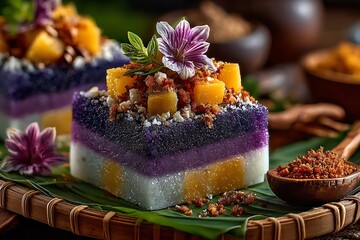 Ube layered cake sweet dessert