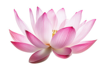 Beautiful pink lotus flower blooming isolated on transparent background