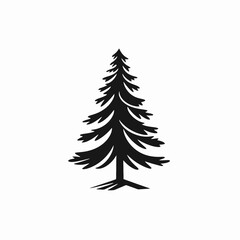 Obraz premium Striking evergreen pine tree isolated, representing nature's beauty in a black silhouette