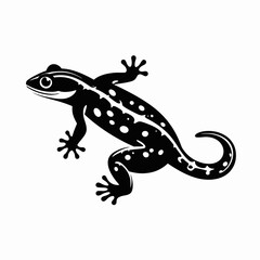 Naklejka premium Adorable gecko, sleek and spotted, rendered as a captivating black silhouette