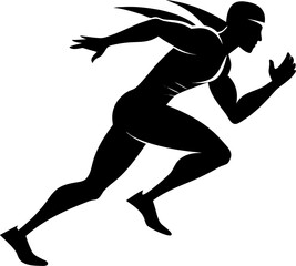 man fast running icon vactor art  silhouette  vector black , white background 