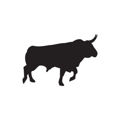 Bull side silhouette. Classic walking bull outline for branding, apparel, and icon. 