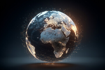 Fototapeta premium Digital Earth Globe in Dark Space with Glowing Lights