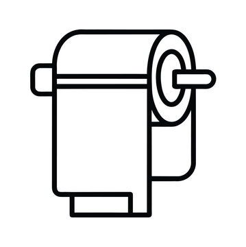 recommend clip art: Simple outline icon of a toilet paper holder on a white background