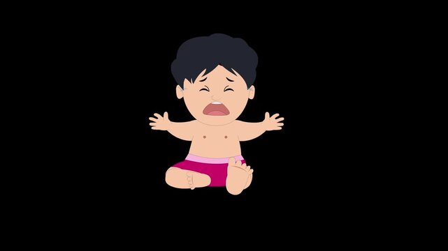 Baby is crying animation with alpha channel 