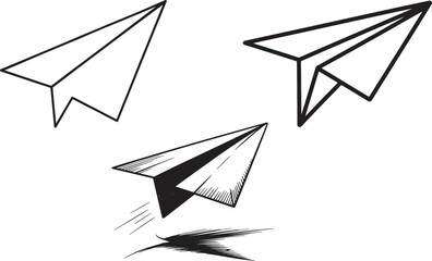 line art silhouette Vector design of paper airplane.