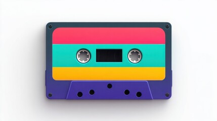 Nostalgic Melody: A vibrant vintage audio cassette tape, a relic of music history, evoking memories of a bygone era through its nostalgic design.
