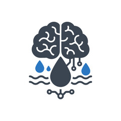 Brain Water Hydration Icon