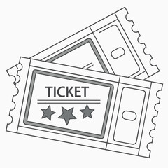 Vector art of two stylized tickets with the word ticket and stars on them