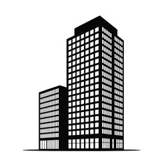 Modern black and white silhouette of tall office buildings