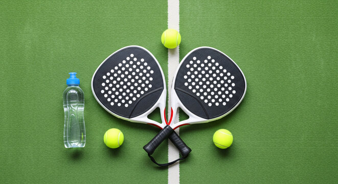 Three wooden pickleball paddles serving as trophies stand proudly behind a collection of various medals awarded at a sporting event.