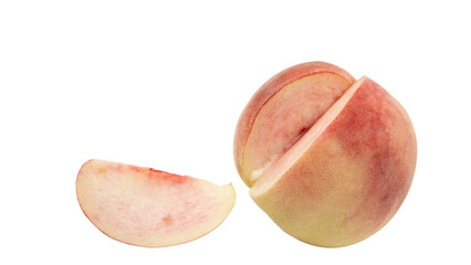 カットされた桃　マクロ撮影　（背景透過）