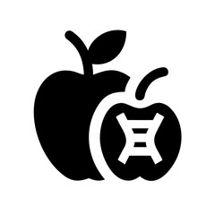 Apple Combined with DNA Helix Symbol Vector Outline Flat Glyph Minimal Editable Genetics Health Design Icon Set