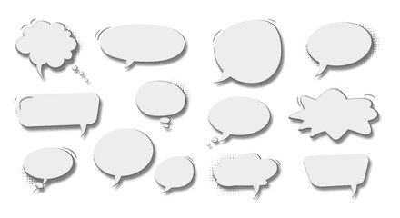 Comic speech bubbles set vector design for social media and communication concepts