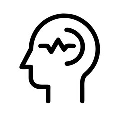 Head Silhouette with Neurofeedback Wave Lines Vector Outline Flat Glyph Minimal Editable Brain Mind Therapy Icon Set