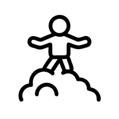 Human Silhouette Flying Above Cloud Outline Vector Flat Glyph Minimal Editable Freedom Sky Dream Design Icon Set