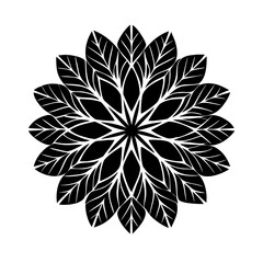 Leaf Mandala Vector Outline Flat Glyph Minimal Editable Decorative Nature Spiritual Design Icon Set