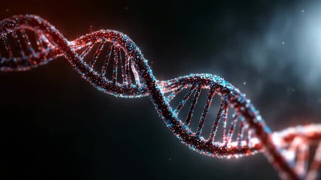 DNA strands twisting and influencing genetic traits