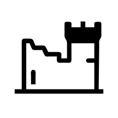 Old Fort Walls Partially Standing Vector Outline Flat Glyph Minimal Editable Historic Architecture Design Icon Set