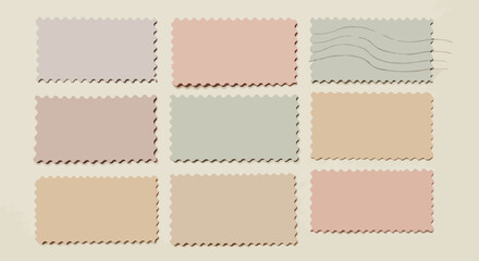 Pastel Postage Stamps Collection - Vintage Aesthetic Layout Design for Scrapbooking