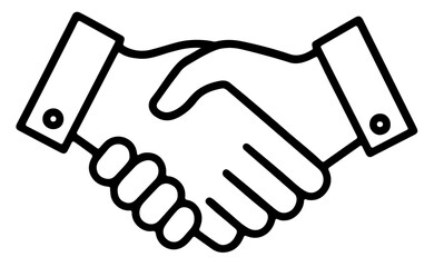 Handshake outline, fintech business deal partnership line art icon