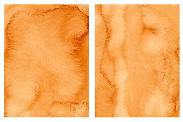 Burnt Orange Brown Watercolor Textured Background Vintage Backdrop Set for copy and text space hand painted on paper