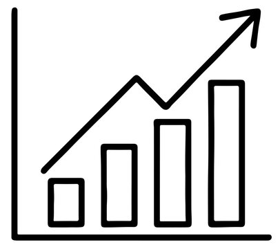black and white graph showing upward trend clip art preview