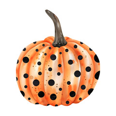 Watercolor Pumpkin with black polka dot 