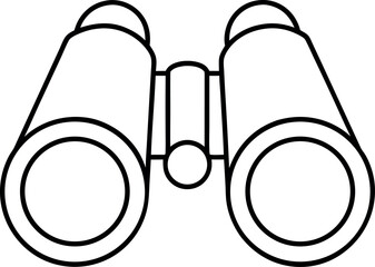 Black and White Binoculars Line Art Illustration for Outdoor Adventure and Exploration Concepts Representing Clarity and Precision