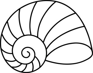 Obraz premium Elegant Nautilus Shell Outline Vector Graphic Illustration for Nautical Designs and Natural Geometry Projects showcasing the Fibonacci sequence