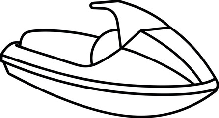 Line art illustration of a jet ski representing summer water sports and recreational activities for design and creativity with a minimal design