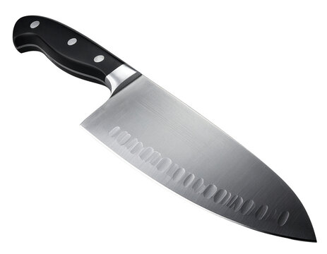 Chef&rsquo;s Knife with Black Handle, Front View, Transparent Background PNG