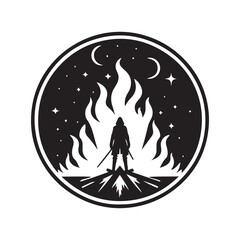 around bonfire vector silhouette clip art logo design illustration