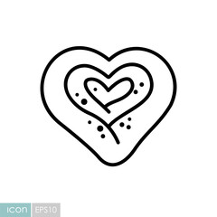 Delicious Heart Shaped Sweet Bun Vector Icon